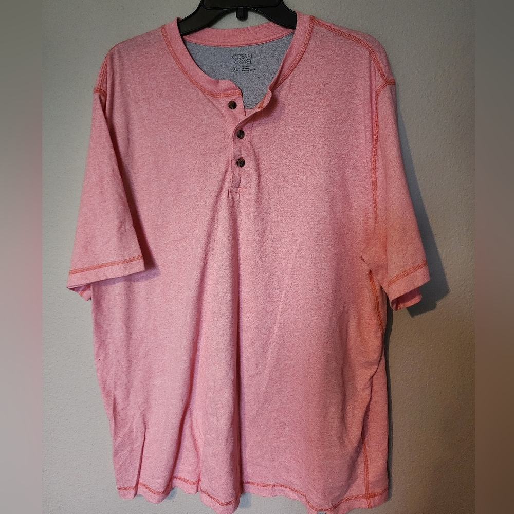 Mens Ocean Coast Short Sleeve Henley Shirt